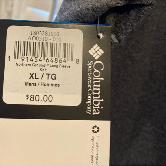 NWT Men’s Size XL Columbia Titanium Gray LS Omni-Wick Pullover Lined Shirt - Picture 6 of 16